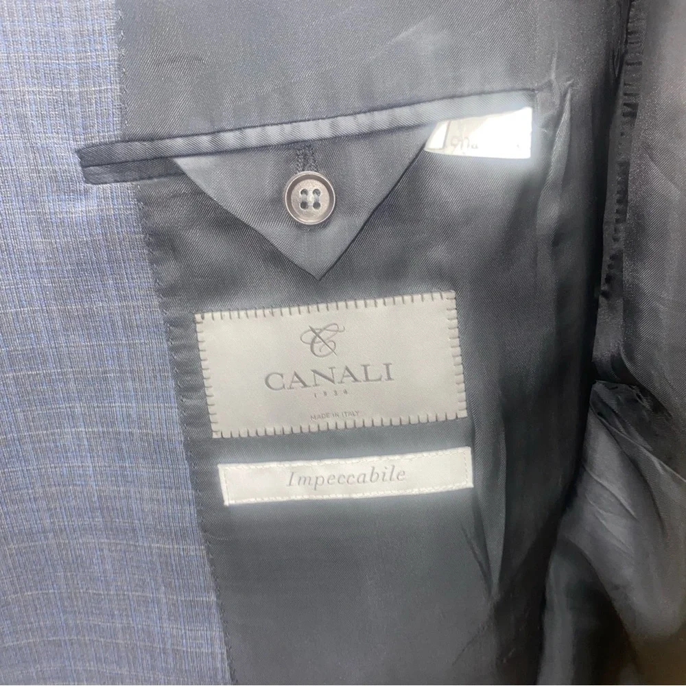Canali Slate Blue Wool Blazer, 58R (US Equivalent 48R) - Picture 8 of 9